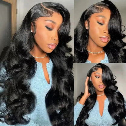 13x6 HD Lace Front Body Wave Human Hair Wig - Brazilian Pre-Plucked Long Natural Look Wig