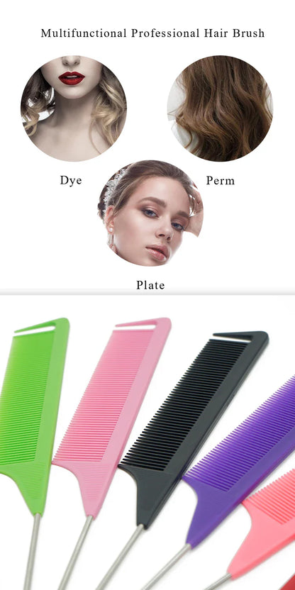 Pro Pointed Tail Comb – Anti-Static Hair Styling Brush, Steel Needle Pin Rat Tail Comb for Salon & Barber Accessories