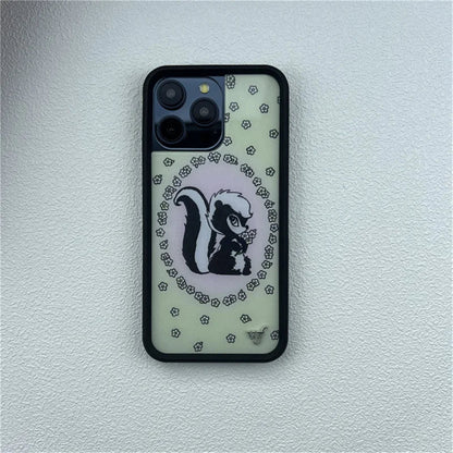 Wildflower Cute Animal Cartoon Phone Case for iPhone 16 Pro Max/16/15 Pro/15/14 Plus/13 Pro/12 Pro – Cherry, Dolphin & Swan Print Design