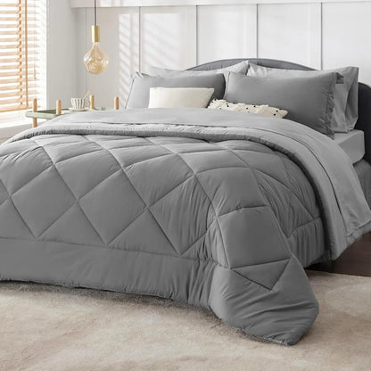 Bedsure Reversible Comforter Set – Queen Bed-in-a-Bag with Sheets & Pillowcases, Twin to King Size