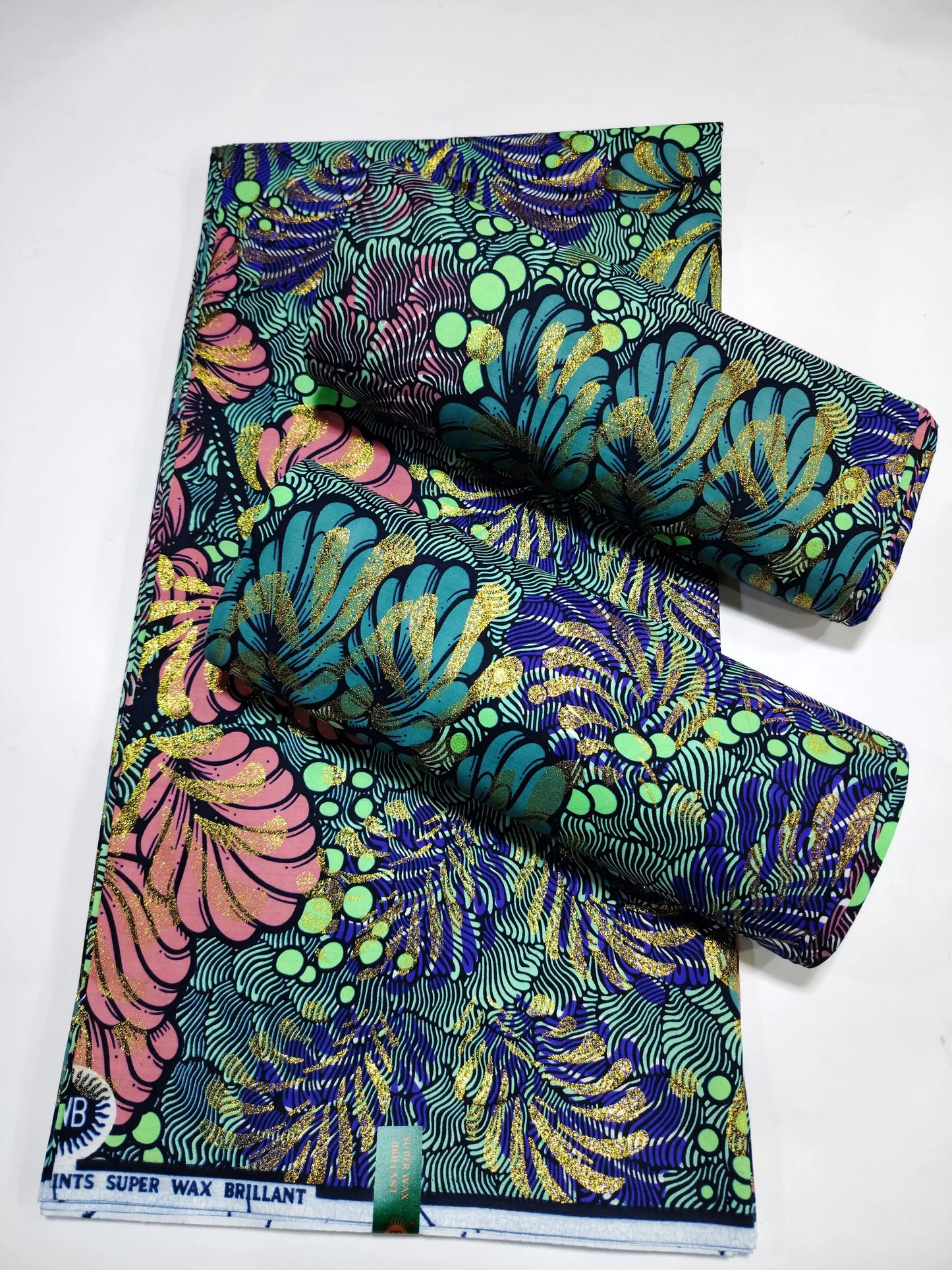 Grand Super Ankara Wax Fabric - Original 100% Cotton Glitter Batik Pagne 6 Yards Nigerian Party Dress Sewing Material
