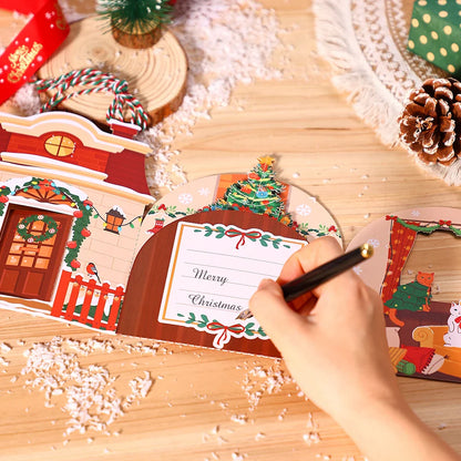 3D Christmas Tree Greeting Card – Cat Xmas Pop-Up Postcard with Envelope