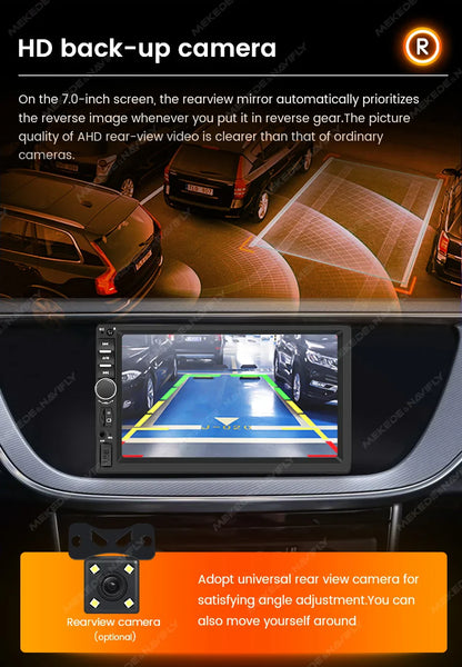 Navifly 7-Inch HD Touchscreen Car Multimedia Player – Universal 2 DIN, CarPlay, FM, Bluetooth for Toyota, Honda, VW, Corolla, Camry, Rav4