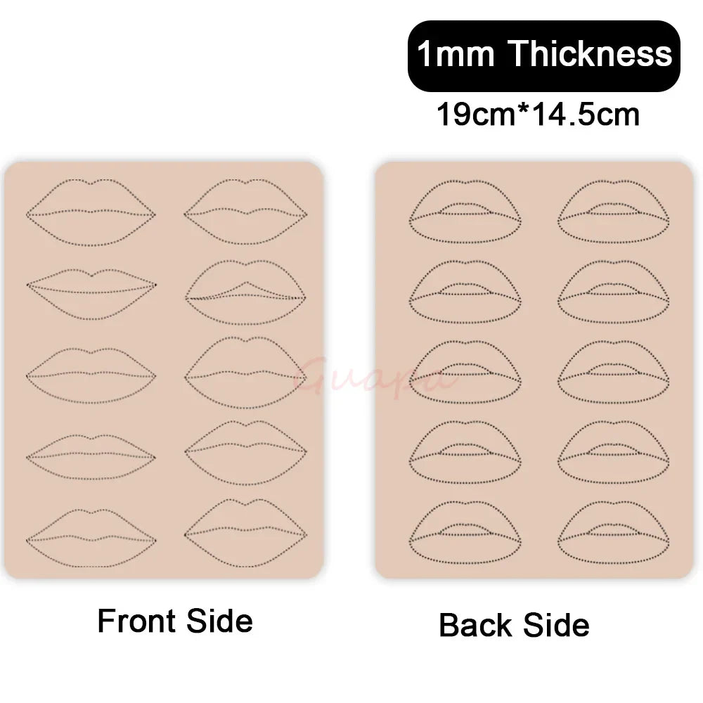 Silicone Practice Skin for Permanent Makeup — Double-Sided Latex Sheet with Brows Design for Hair Stroke Training