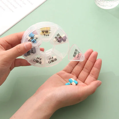 7 Day Weekly Pillbox – Tablet Holder & Medicine Organizer with Color-Coded Compartments