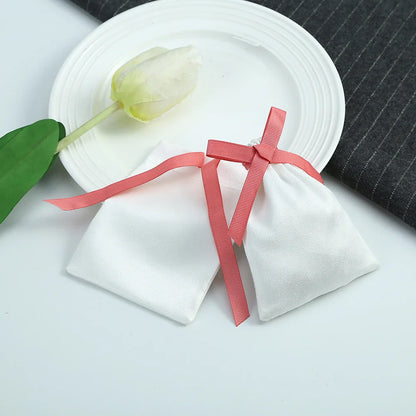 10pcs White Flannel Velvet Drawstring Gift Bags – Jewelry Pouches for Wedding, Travel, DIY Bracelets & Ring Packaging