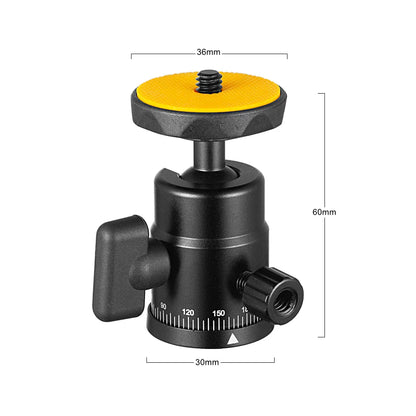Mini Ball Head Panoramic Tripod – 1/4'' Hot Shoe Mount for DSLR Camera, Camcorder, Monitor, Smartphone, Light, Microphone, Slider