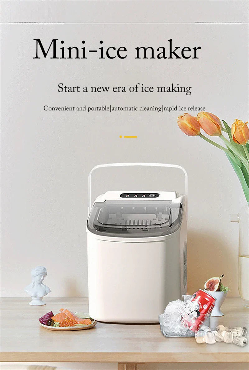 Portable Electric Ice Cube Maker - Automatic Bullet Round Ice Machine, 15kg/24H for Family, Bar, Coffee Shop, Kitchen, Office