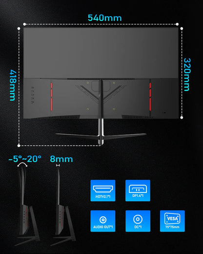 FYHXele 24" FHD Gaming Monitor – 180Hz, 1ms Response, Eye Care LCD, HDR, G-Sync Support, VESA Mount
