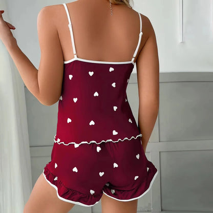 2024 Summer Plus Size Women's Pajama Set – Cute Printed Vest & Shorts Sleepwear