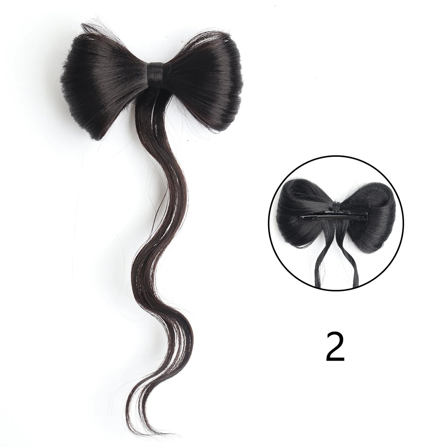 Bowknot Claw Clip Hair Bun – Synthetic Clip-In Hair Extensions for Women’s Daily Use