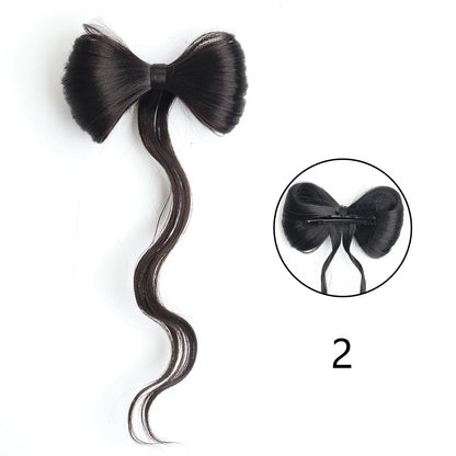 Bowknot Claw Clip Hair Bun – Synthetic Clip-In Hair Extensions for Women’s Daily Use