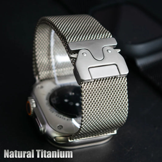 100% Titanium Milanese Loop Band for Apple Watch Ultra 2/1, Series 10–6, SE – iWatch Strap for 45mm 46mm 49mm Models