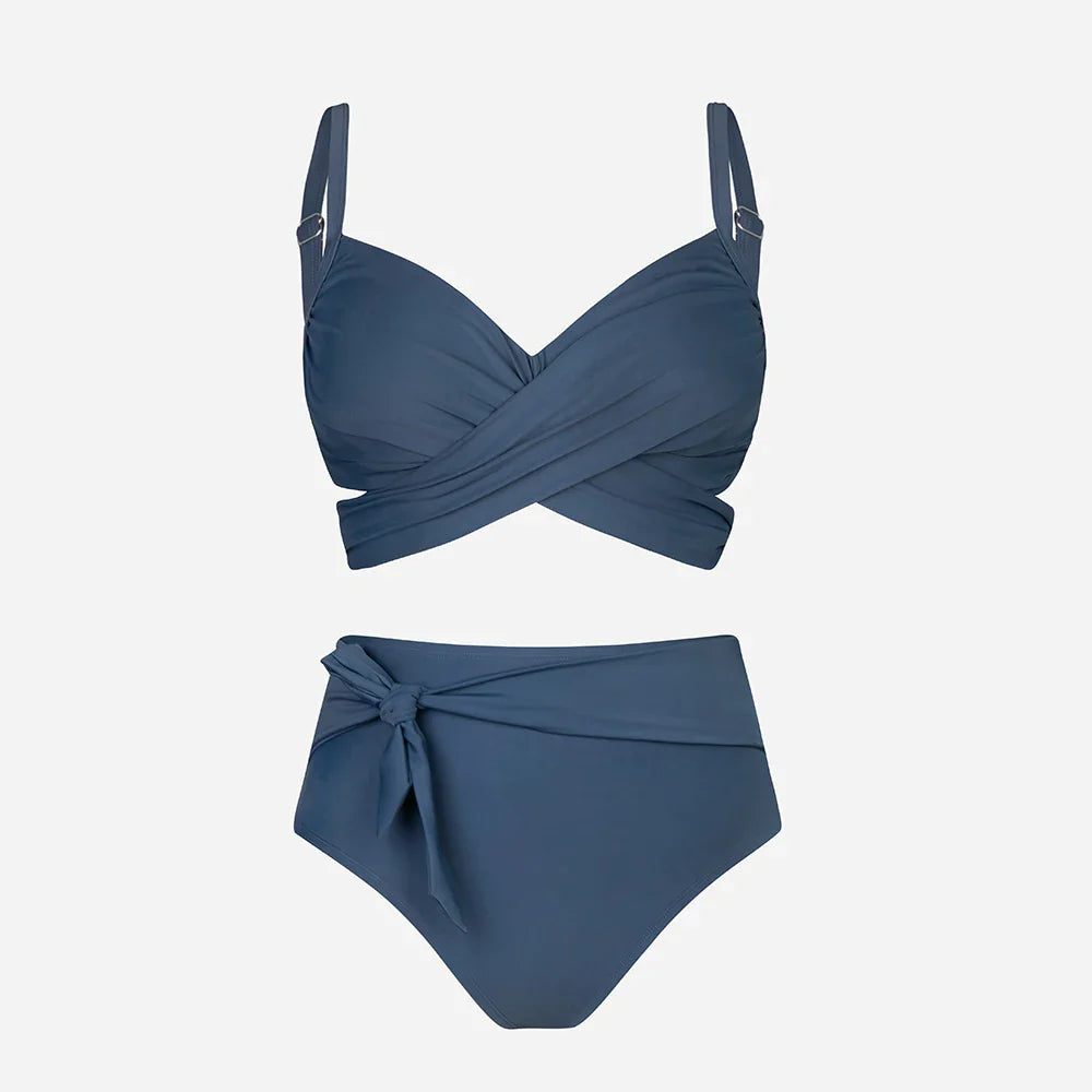 Cupshe Plus Size Wrap Tie High Waist Bikini Set – Women’s Large Size 3XL Two-Piece Swimwear Beach Bathing Suit