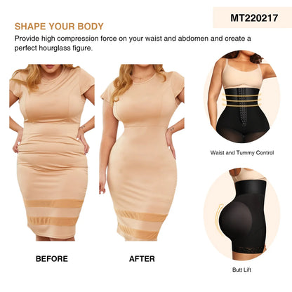 Women's High Waist Slimming Corset - Body Shaper Panties, BBL Shorts, Fitness Waist Trainer and Butt Lifter Shapewear