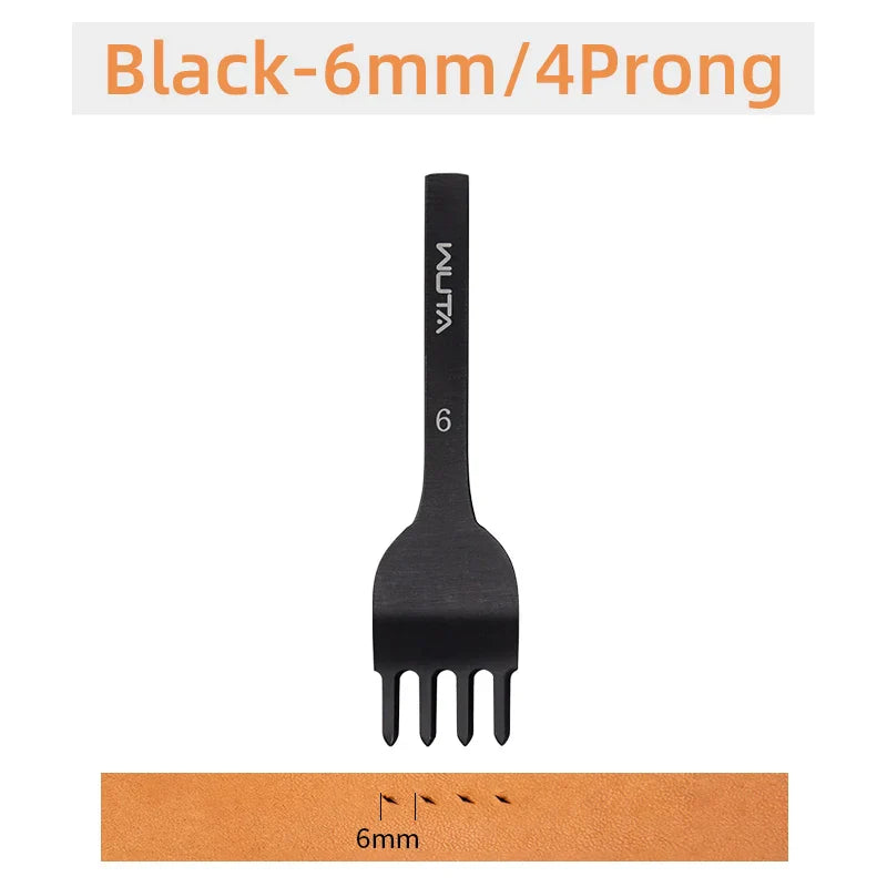 WUTA Leather Chisel Tool – Diamond Pricking Iron with 3/4/5/6mm Hole Punch for Stitching & Leathercraft