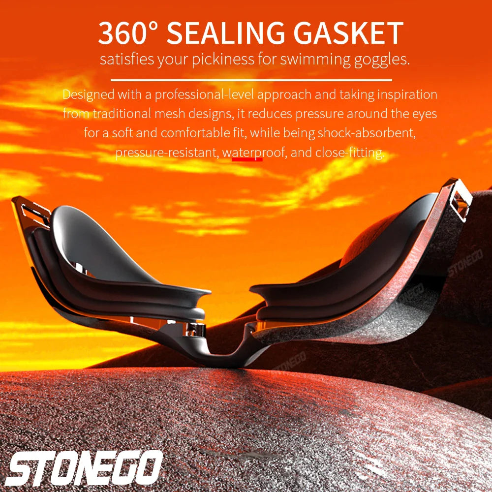 Premium Anti-Fog Swim Goggles - HD Wide-Angle Lens, Comfort Fit, Adjustable Nose Bridge, Stylish Design for Swimming Enthusiasts