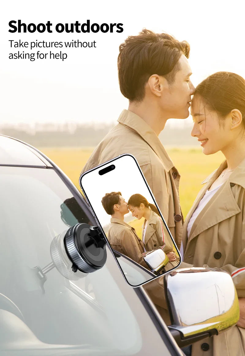 K007 Magnetic Car Phone Holder - Foldable, 360° Adjustable Vacuum Mount for Car, Desk, Bathroom, Universal Use