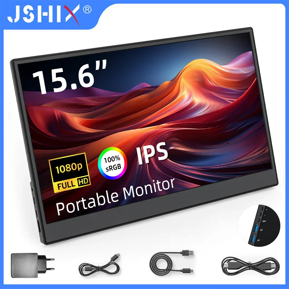 JSHIX 11.6/14/15.6 Inch Portable Monitor — 1080P Full HD IPS Second Screen for Gaming, Laptop, Phone, Switch & Xbox