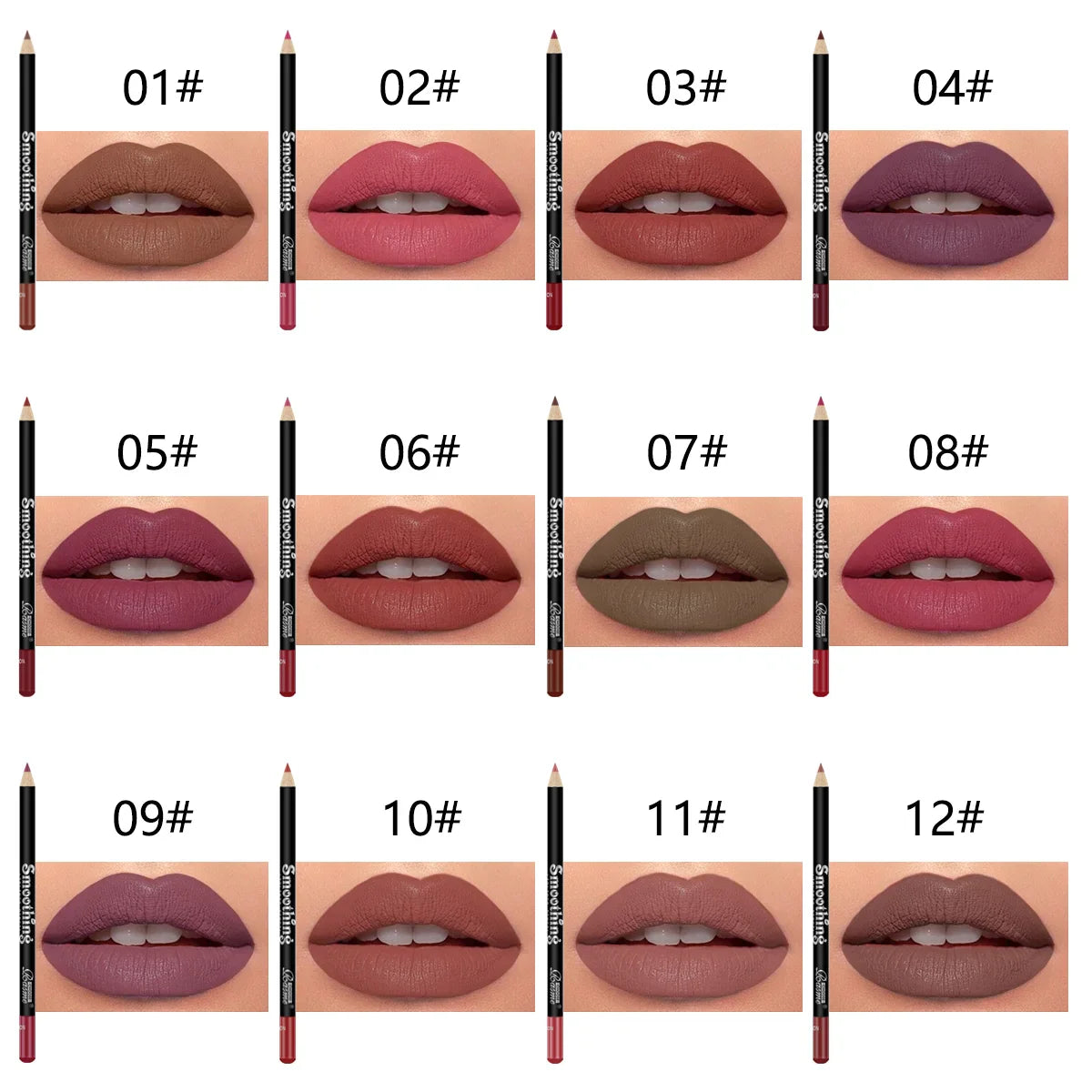 12pcs Long-Lasting Lipstick Set – Matte Lip Gloss & Lip Liner Pencil for Women, Valentine's Day Gift