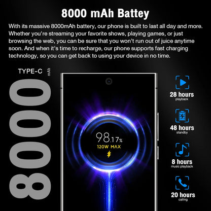2026 HOT S26 Ultra Smartphone — 7.3" HD Global Edition, Dual SIM, 7800mAh Battery & Facial Recognition Function