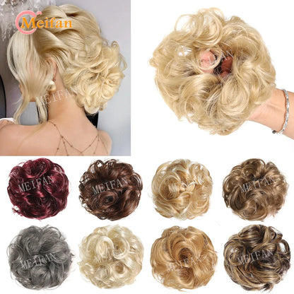 MEIFAN Synthetic Chignon Hair Bun – Elastic Rubber Band Clip-In Updo Ponytail Hair Extension for Women