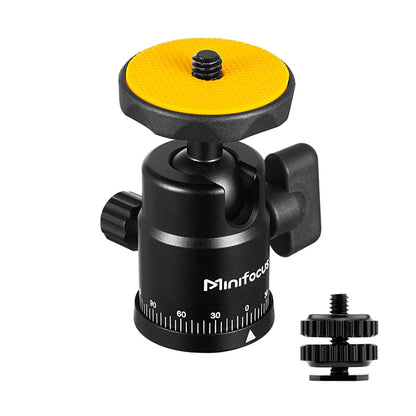 Mini Ball Head Panoramic Tripod – 1/4'' Hot Shoe Mount for DSLR Camera, Camcorder, Monitor, Smartphone, Light, Microphone, Slider
