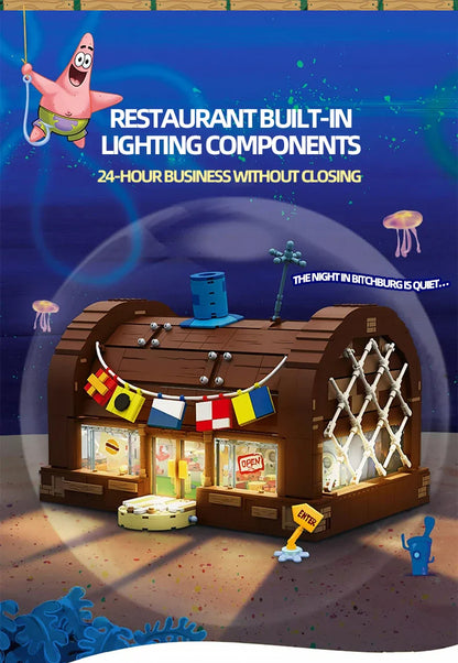 SpongeBob Krusty Krab Building Blocks – Creative Canteen Scene Model Bricks Desktop Toy for Kids