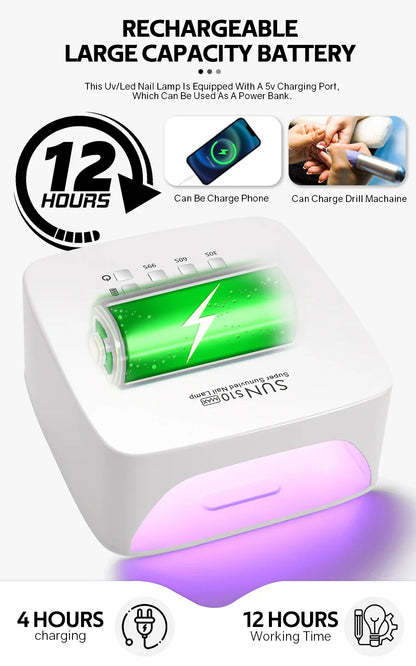 Rechargeable UV LED Nail Lamp Dryer – Smart HD Display for Fast Drying & Curing All Gel Nail Polish