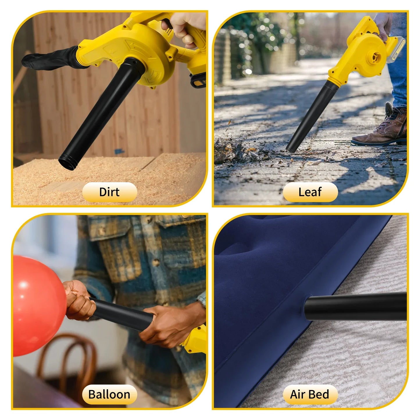 Cordless 2-in-1 Leaf Blower & Vacuum – Electric Jobsite Air Blower for Dewalt 20V Battery