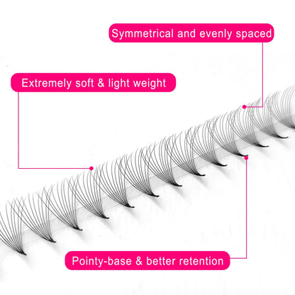 CoMango 600 Premade Volume Lash Fans | Pointy Base 3D–16D Eyelash Extensions – Faux Mink Wholesale