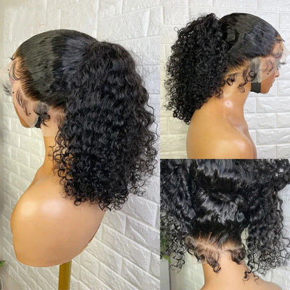 250 Density Deep Curly Wave 360 HD Lace Front Human Hair Wig – Water Wave 13x6 Lace Frontal Glueless Wig, 100% Human Hair