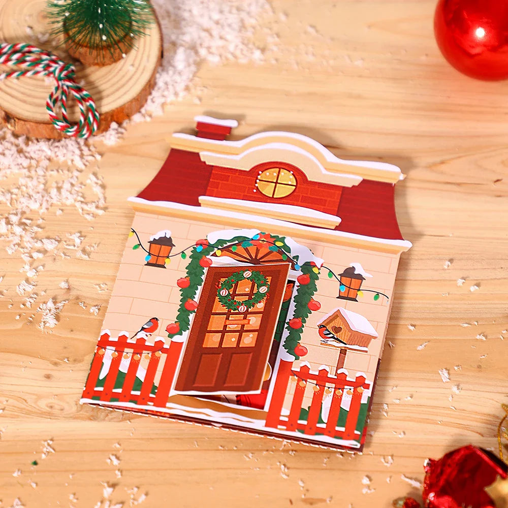 3D Christmas Tree Greeting Card – Cat Xmas Pop-Up Postcard with Envelope