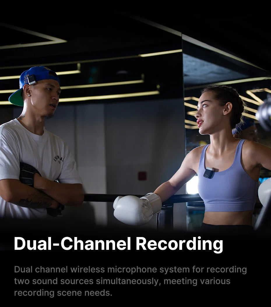 Ulanzi AM18 U-Mic 2.4G Wireless Stereo Microphone – 100m Dual-Channel Recording for DSLR, iOS, Android & PC Live Interviews