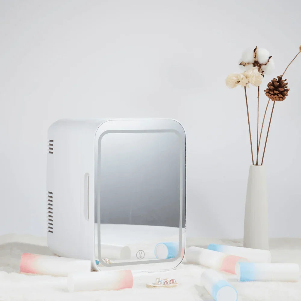 Cooseon 4L Mini Mirror Fridge – AC/DC Heated Cooling Beauty & Skincare Refrigerator, Portable Car Mini Fridge
