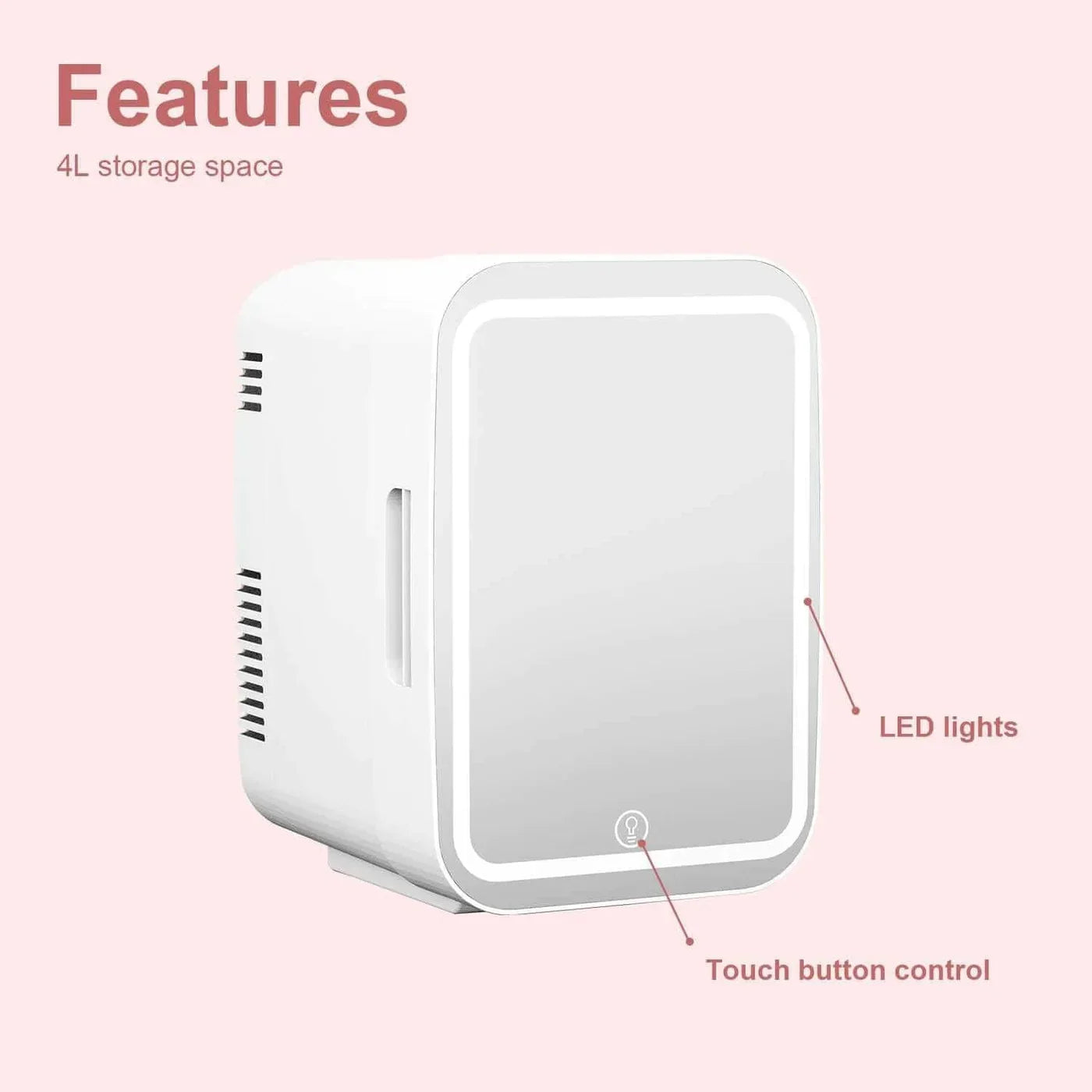 Cooseon 4L Mini Mirror Fridge – AC/DC Heated Cooling Beauty & Skincare Refrigerator, Portable Car Mini Fridge