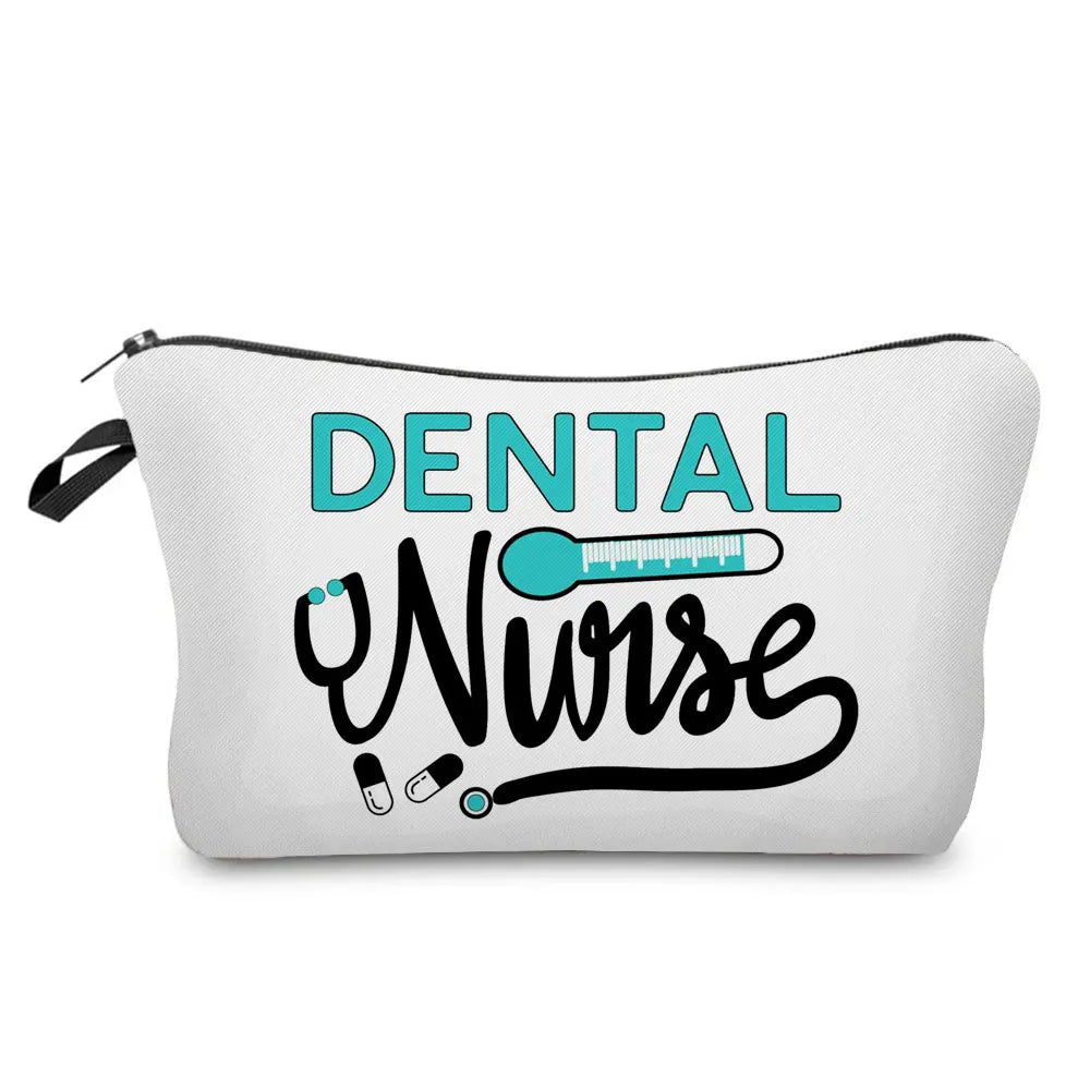 Organizer Toiletry Kit - Cartoon Letter Print Cosmetic Bag for Nurses, Doctors, Travel Makeup Bag, Women's Pencil Case Gift