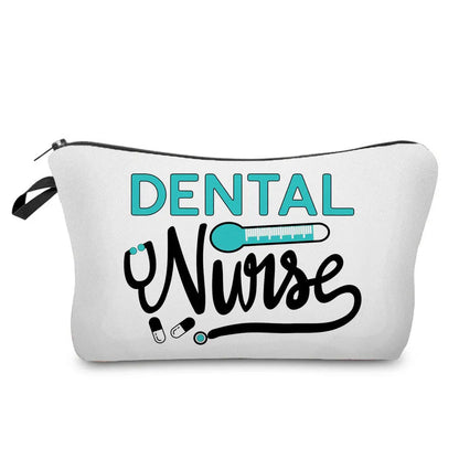 Organizer Toiletry Kit - Cartoon Letter Print Cosmetic Bag for Nurses, Doctors, Travel Makeup Bag, Women's Pencil Case Gift