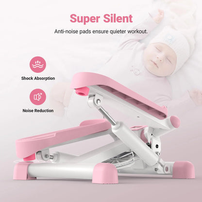 MERACH Mini Stepper with Resistance Bands — 330lbs Capacity Fitness Stepper for Home Exercise & Twisting Workouts