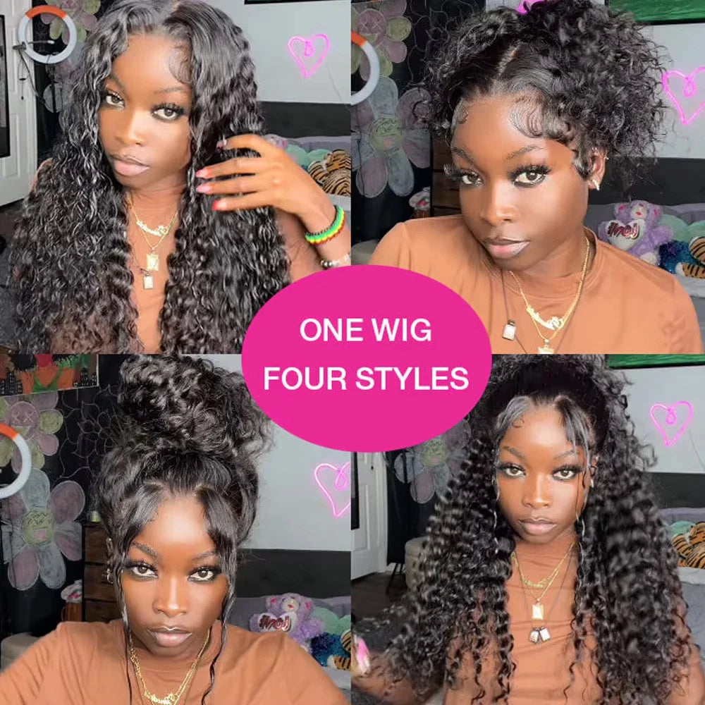 250% Density 360 HD Full Lace Glueless Wig – 30 Inch Deep Water Wave Frontal Human Hair Wig