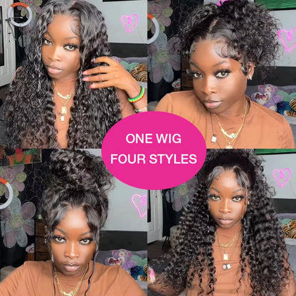 250% Density 360 HD Full Lace Glueless Wig – 30 Inch Deep Water Wave Frontal Human Hair Wig