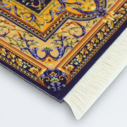 Persian Mini Woven Rug Mousepad - Retro Style Carpet Pattern Cup Laptop PC Mouse Pad with Fringe - Home Office Table Decor Craft