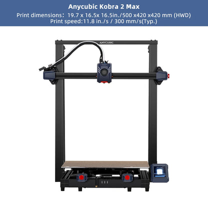 ANYCUBIC Kobra 2 Max Large 3D Printer – 500×420×420mm Build Size, 500mm/s Speed, Smart App Control