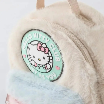 Disney Stitch Plush Autumn Backpack - Hello Kitty Cute Color-Block Bag for Kids, Perfect School Gift