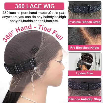 Invisi Strap 360 Lace Frontal Wig – Pre-Plucked Deep Curly Glueless Human Hair Wig, Pre-Cut Full Lace Wig