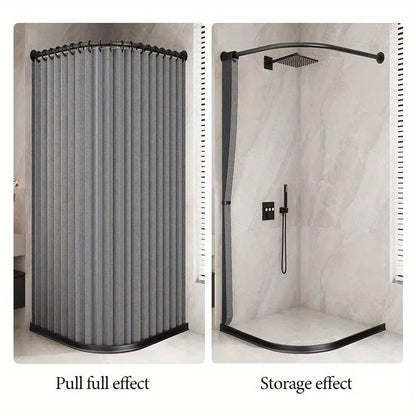 Foldable Magnetic Shower Curtain - Waterproof Bathroom Privacy Divider for Home, Apartment and Dorm