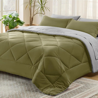 Bedsure Reversible Comforter Set – Queen Bed-in-a-Bag with Sheets & Pillowcases, Twin to King Size