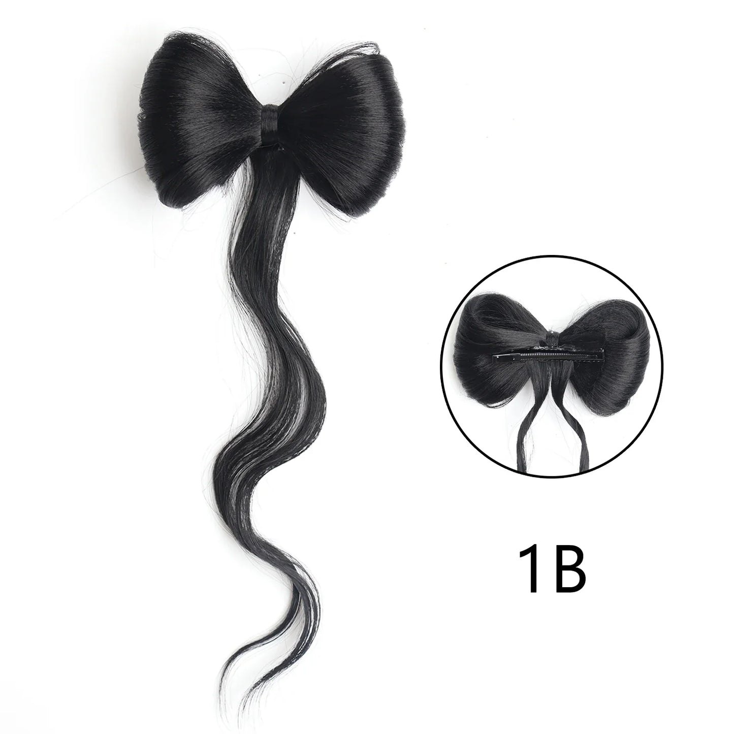Bowknot Claw Clip Hair Bun – Synthetic Clip-In Hair Extensions for Women’s Daily Use
