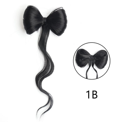 Bowknot Claw Clip Hair Bun – Synthetic Clip-In Hair Extensions for Women’s Daily Use