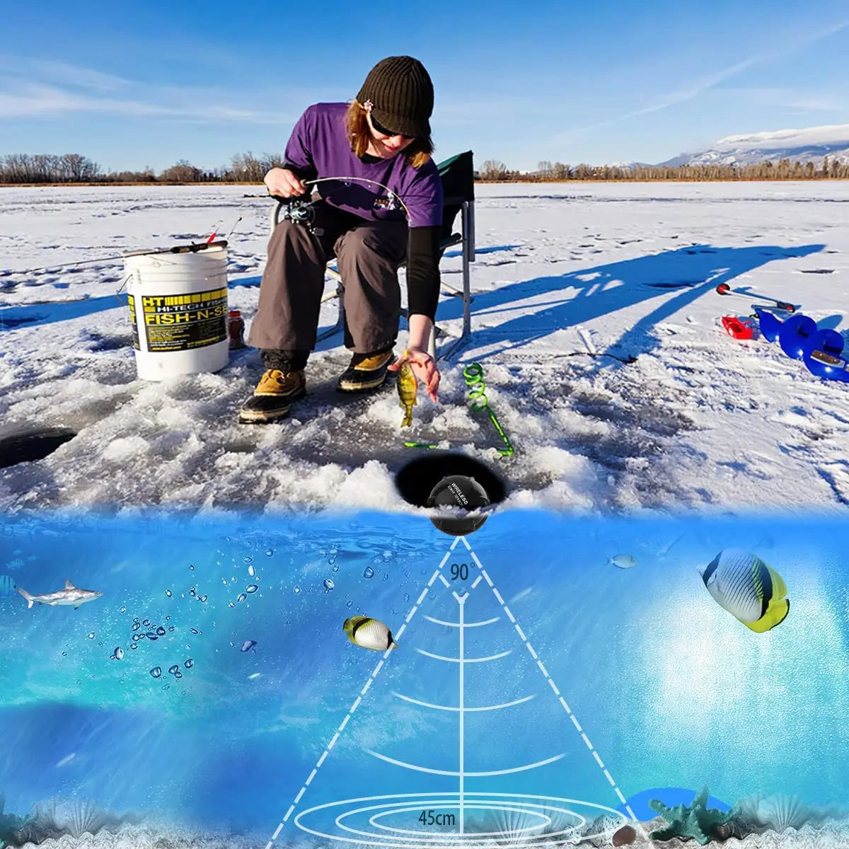 Wireless Sonar Fish Finder – Portable Underwater Fishing Detector & Echo Sounder with Fishing Alert